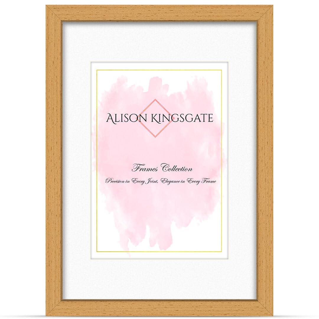 Alison Kingsgate A1 Country Pine Picture Frame with A2 Mount - Engineered Wood Photo Frame with Precision Cut Cardboard Mount - Ideal for Posters -Sizes & Colours Available — image 1