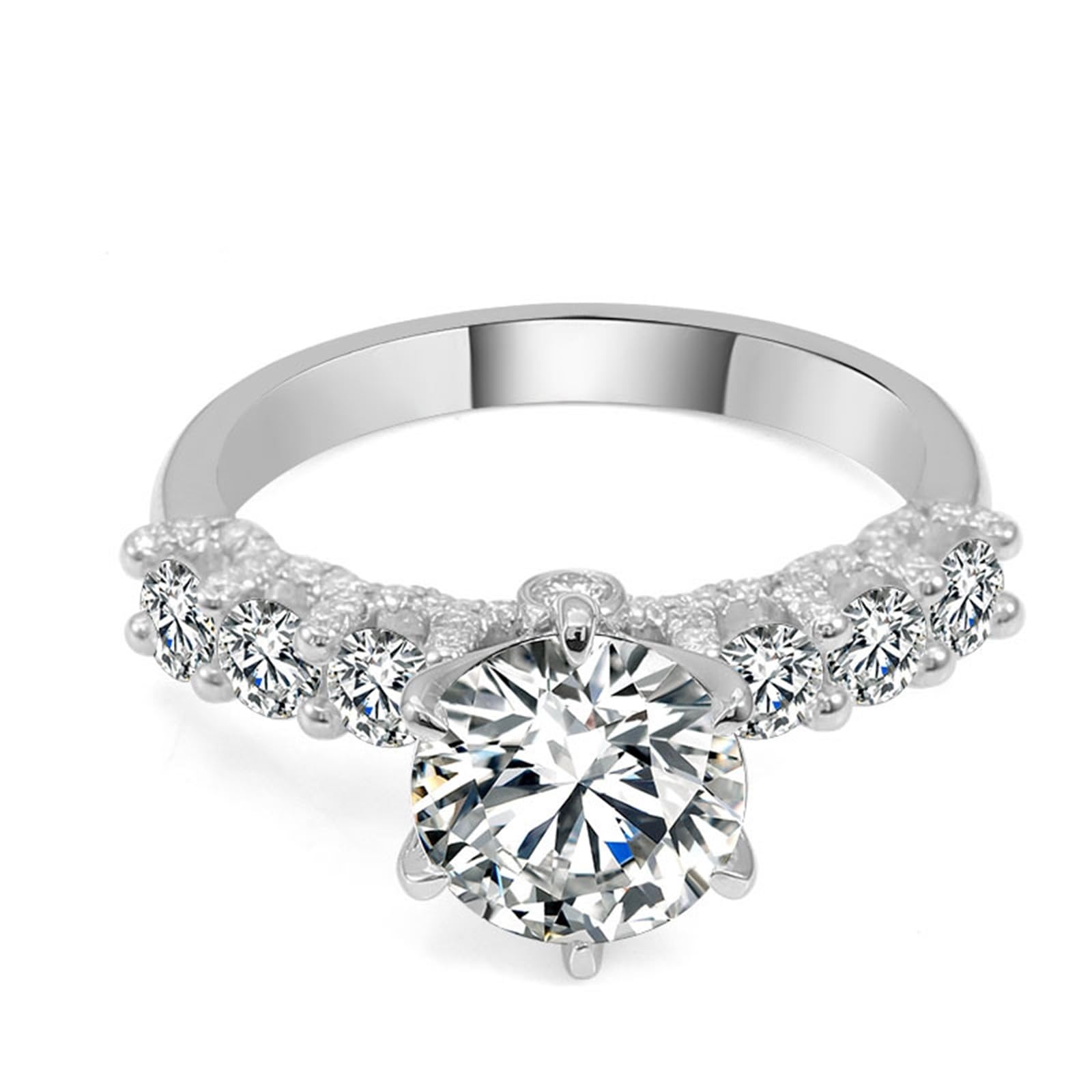 Anillo de oro blanco para mujer 375/585/750, anillo de boda de oro auténtico de 9 K/14 K/18 K, elegante solitario, alianza de boda, anillo de boda grabado con Moissanite D Color VVS1 para