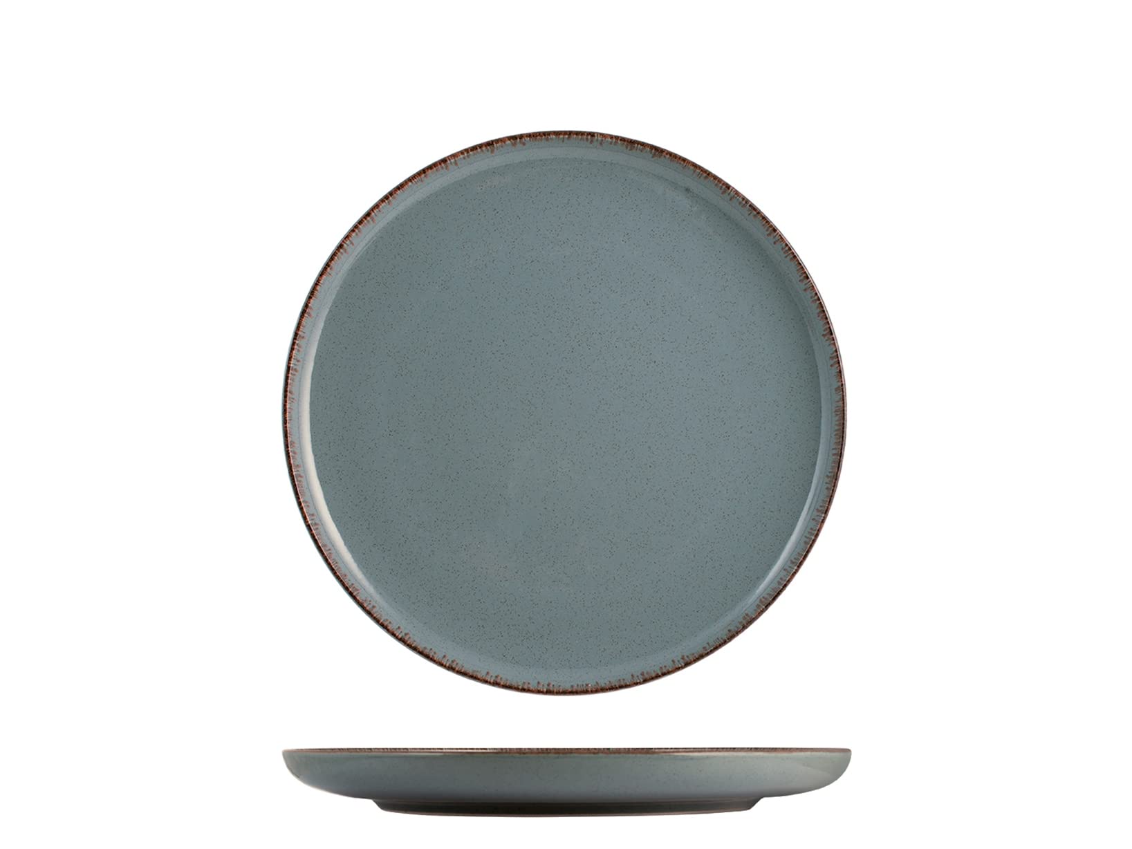 H&H - Servizio Piatti 12 Pezzi Pearl in Porcellana Azzurro – Elegante con Bordo Invecchiato – 4 Piatti Piani, 4 Fondi, 4 da Frutta – Lavabile in Lavastoviglie e Microonde
