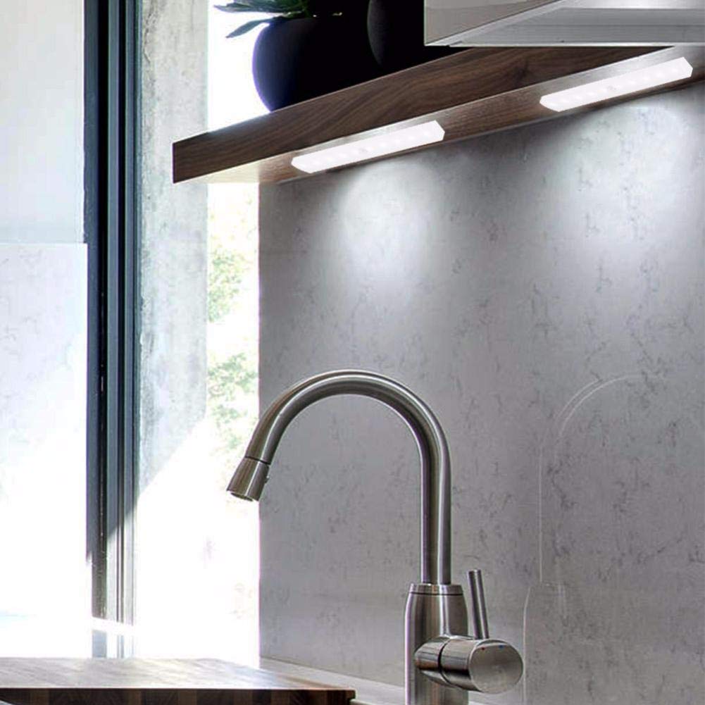 LumiParty 10 LED Mini Wireless Motion Sensor Night Light Closet Light AAA Battery Home Lighting for Under Kitchen Cabinets 10LED (Emitting Color : White)