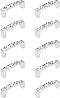 Pastlla 10Pcs Crystal Pulls Bling Modern Decorative Crystal Glass Handle Pulls Kitchen Office Furniture Silver Hardware Cupboard Drawer Handles with Screwdriver 2.5" / 64mm Hole Center