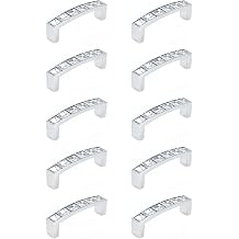 10Pcs Crystal Pulls Bling Modern Decorative Crystal Glass Handle Pulls Kitchen Office Furniture Silver Hardware Cupboard Drawer Handles with Screwdriver 2.5" / 64mm Hole Center