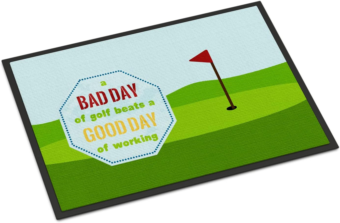 Caroline's Treasures SB3091MAT A Bad Day at Golf Doormat 18x27 Front Door Mat Indoor Outdoor Rugs for Entryway, Non Slip Washable Low Pile, 18H X 27W