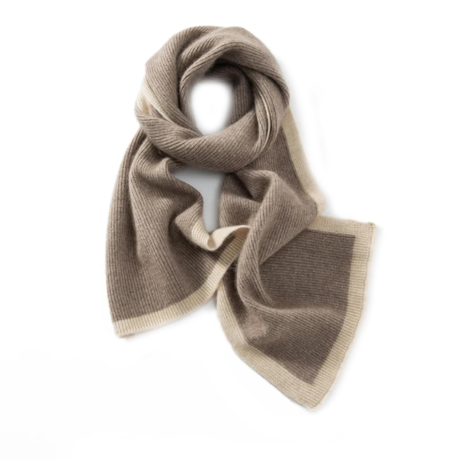 Sciarpa Invernale da Donna e da Uomo, Lavorata a Maglia, con Chiusura a Patchwork, Scaldacollo Termico, Morbido Cashmere (Marrone Grigio Taglia Unica)