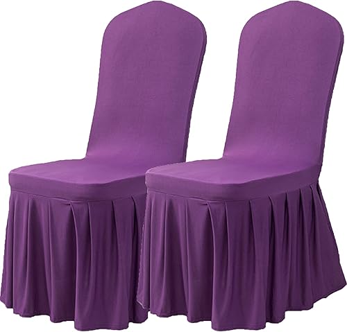 Dimatic Juego de 2 fundas para sillas de comedor, fundas elásticas Parsons con falda, de elastano súper ajuste, funda protectora de asiento para disponible en Yaxa Peru