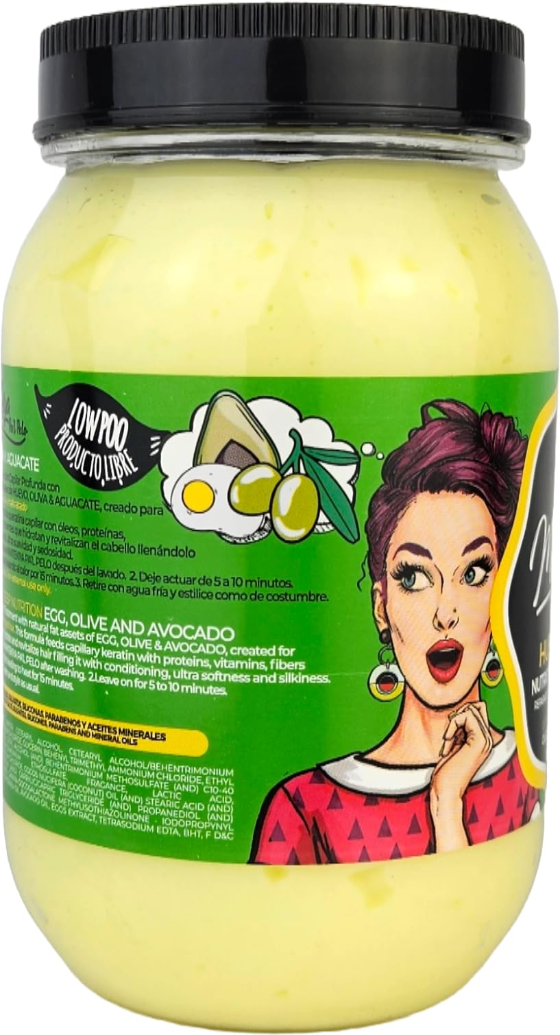 Mantekiya Pa'l Pelo Mantequilla para el cabello, 16 onzas, nutrición profunda para cabello seco y dañado, aceites de huevo, oliva y aguacate, ultra suavidad y reparación