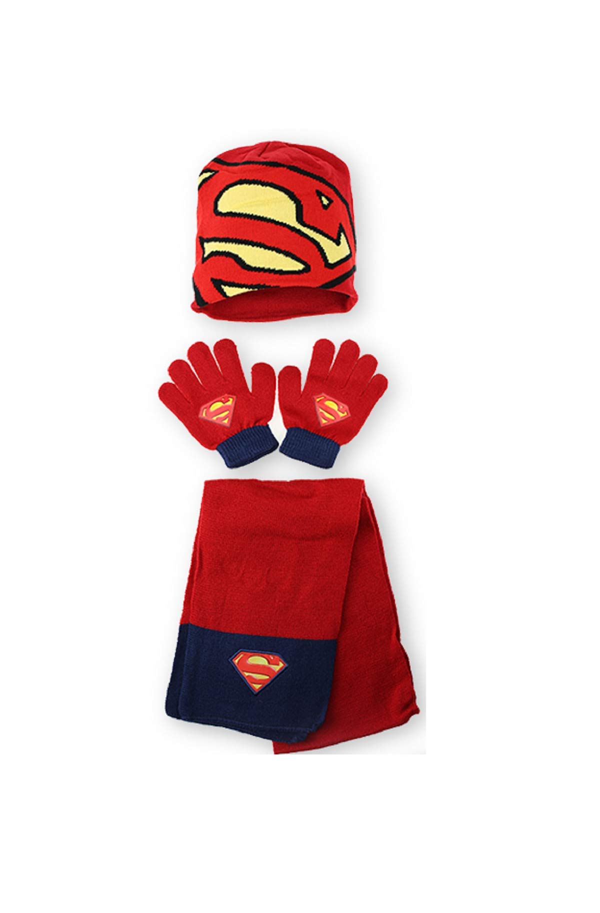 DC,SUPERMANNEW BOYS HAT, GLOVE & SCARF SET, SIZE 3-8 YEARS