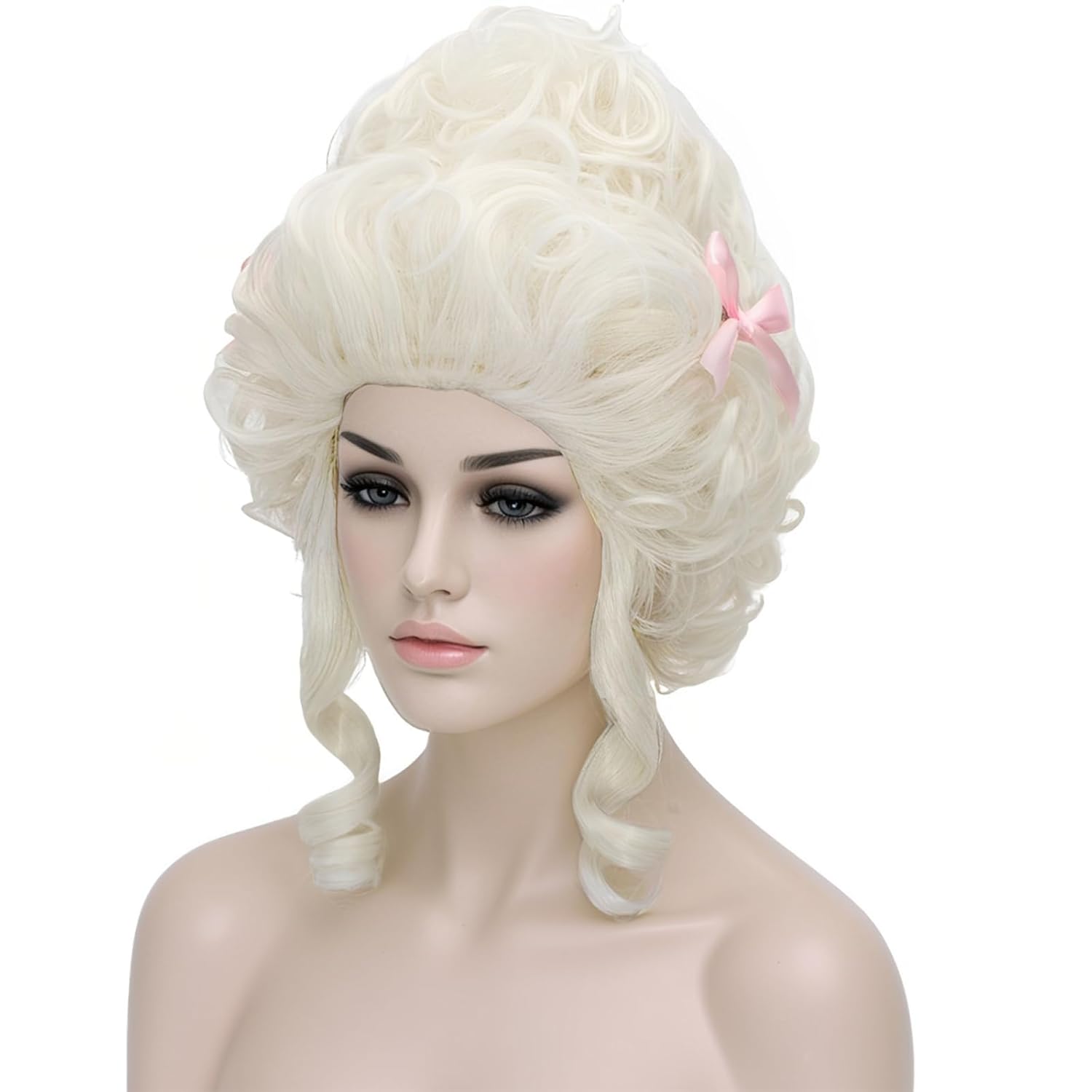 Aicos Ladies 18th Century White Blonde Curly Costume Colonial Wig Updo Halloween Cosplay Wigs Adult Women, Victorian Dress Costume Wig - Image 4