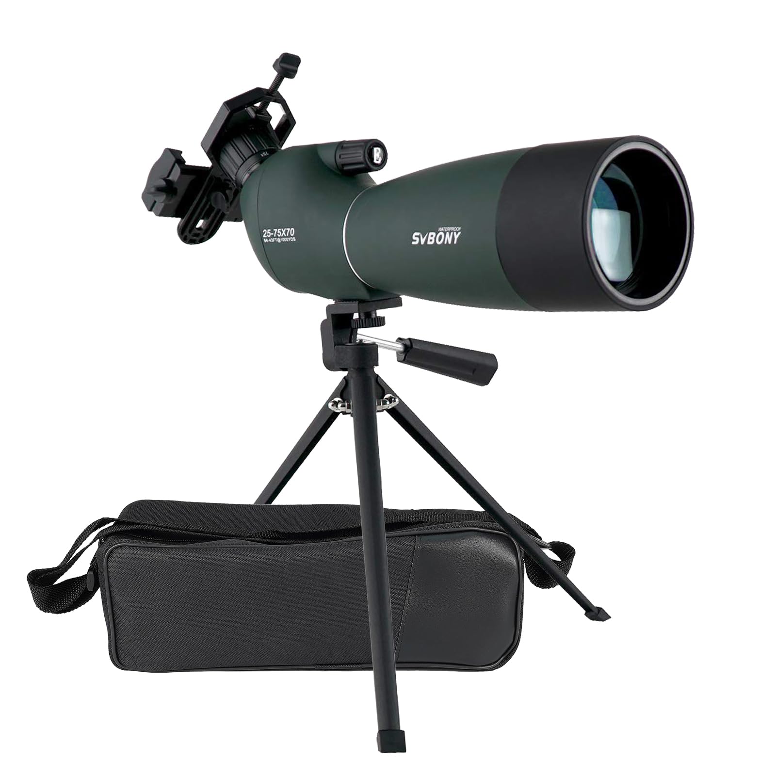 Svbony SV28 25-75x70 Spektiv mit Stativ, HD BAK4 Prisma FMC, Spektive Sportschützen, Wasserdicht mit Handy Adapter Tragetasche, Spektive für Wildlife Scenery Vogelbeobachtung