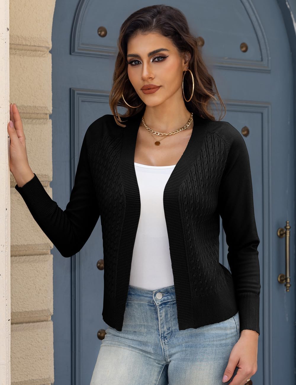 CPOKRTWSO Women's Cardigan Sweaters Lightweight Casual Long Sleeve Cable Knit Open Front Cardigans for Women Trendy(S-XL) - Image 5