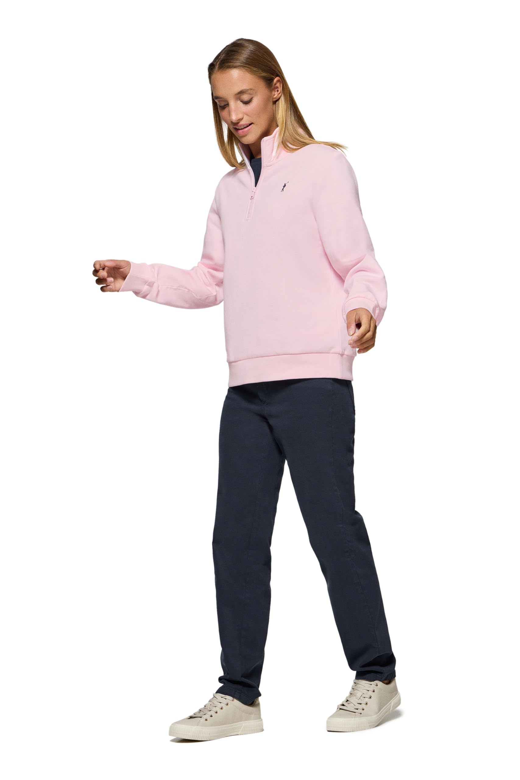 Polo Club Sudadera para Mujer con Cierre de Media Cremallera 100% Algodón - Sweatshirt Manga Larga con Logo