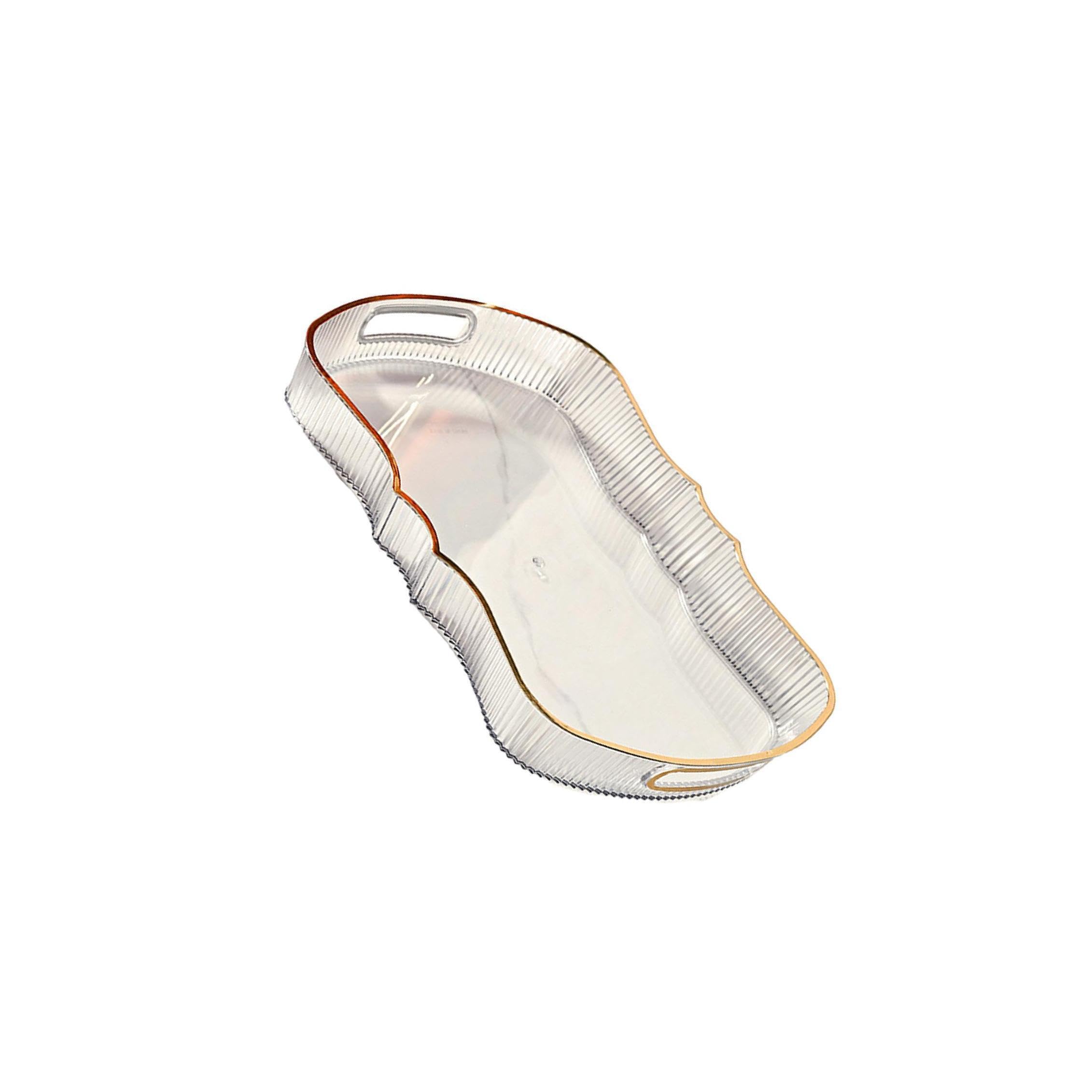 TWISAXC Multifunctional Decorative Tray Kitchen Serving Breakfast Snacks And Desserts Stylish Addition Items Are Beautiful And Delicate On Plate. Rectangle, White, L