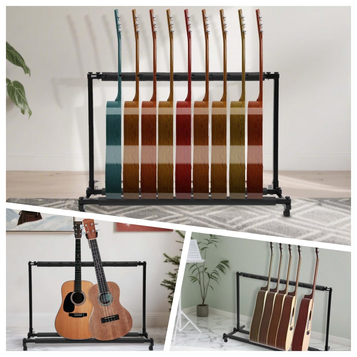 Supporto per chitarra regolabile in schiuma Eva, 9 chitarre, supporto per chitarra, multiuso, per case, sale da concerto, negozi di strumenti musicali, ecc. (9 scomparti)