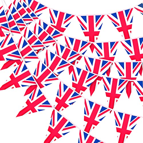 G2PLUS 2x10M Union Jack Flag Bunting British Bunting Banner 30PCS Reusable UK Garden Bunting 20X28CM for World Cup Football 2026 D Day 80th Anniversary