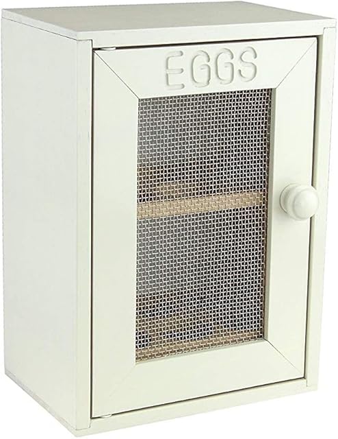 2 Tier Wooden Egg Cabinet 12x Egg Storage Holder Rack Kitchen Cupboard Stand (White)