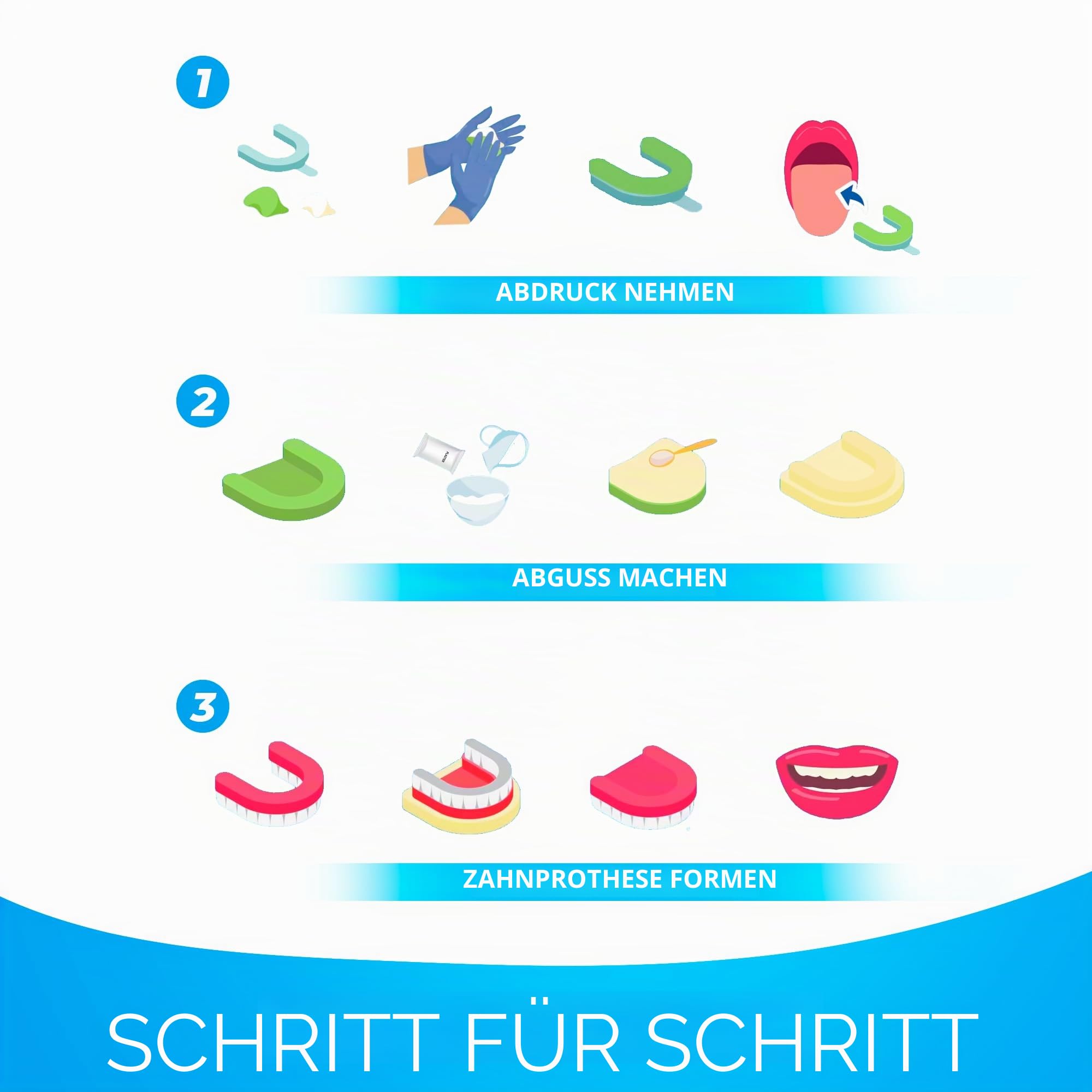 DIY Zahnersatz, anpassbares Kit mit 12 Teilen, einfach zu bedienen, Zahnersatz für Zuhause für ein ideales Lächeln