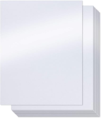 Bubbley Papel blanco brillante – Paquete de 100 papel de cartulina metálica, cubierta de 92 libras, doble cara, apto para impresoras, perfecto para