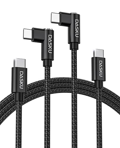 Cable USB C a USB C de 90 grados, paquete de 2 cables de carga de 6 pies y 60 W, para iPhone 17 Pro Max, trenzado de ángulo recto largo tipo C,