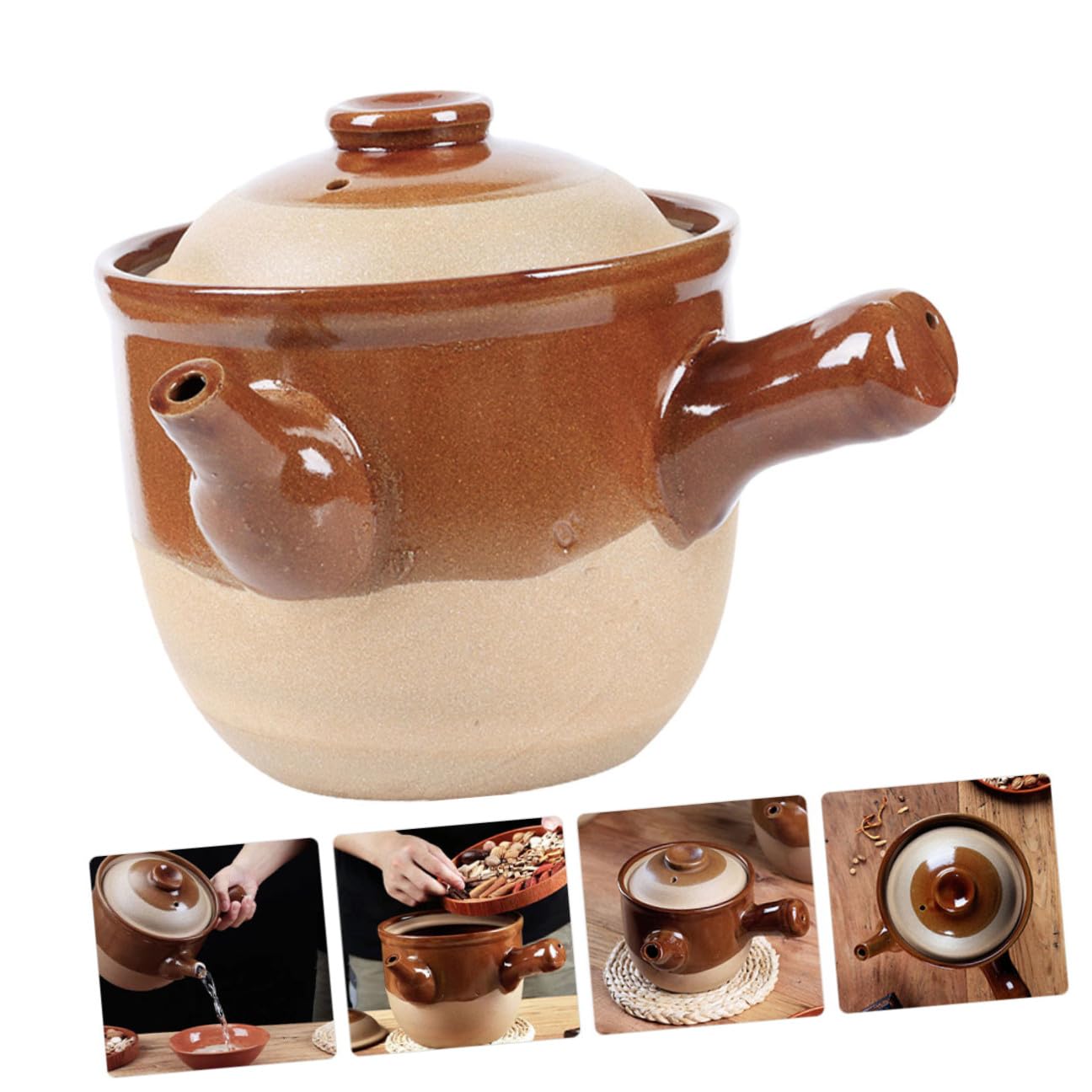 Lurrose de Barro Almacenamiento de Calor para Cocinar Medicina Tradicional de 3l Olla Pequeña de Alfarería Adecuado para Cocina en Casa