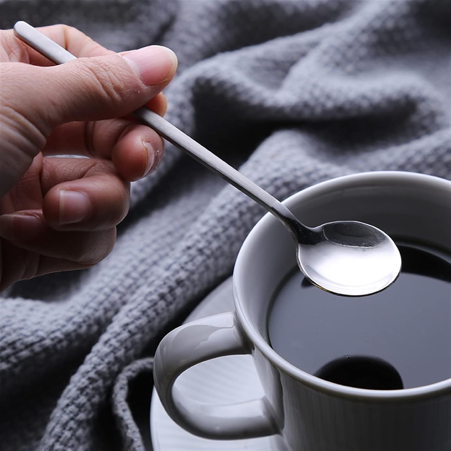 Coffee Scoops 2 Pcs Coffee Scoop Stainless Steel Spoon With Long Handle Dessert Tea Set S Rose Gold Silver(Silver)