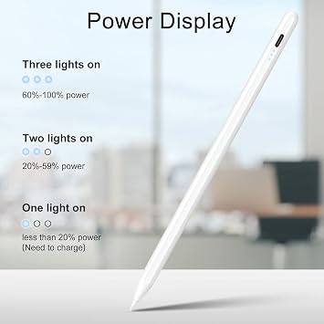 iPad için Stylus Kalem, Palm Reddetme ile 13 dakika Hızlı Şarj Apple iPad Kalem, Eğim Hassasiyeti, 2018-2024 iPad Air 3/4/5/M2, iPad Mini 5/6, iPad 6/7/8/9/10, iPad Pro 11/12.9/M4