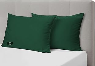 THE WOOD WHITE Colored Hypoallergenic Gel Microfiber Pillows Set of 2 | Height Adjustable for Soft to Medium Firm | No Pillow Covers Needed | Sleep Well with Pillow 16 x 24 Inch - Dark Green
