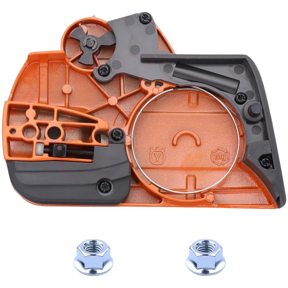 Couvercle d'embrayage pour tronçonneuse compatible avec Husqvarna 135/140/435/440 et modèles CS2240, boîtier de frein à chaîne en magnésium avec écrous à barre, variante orange