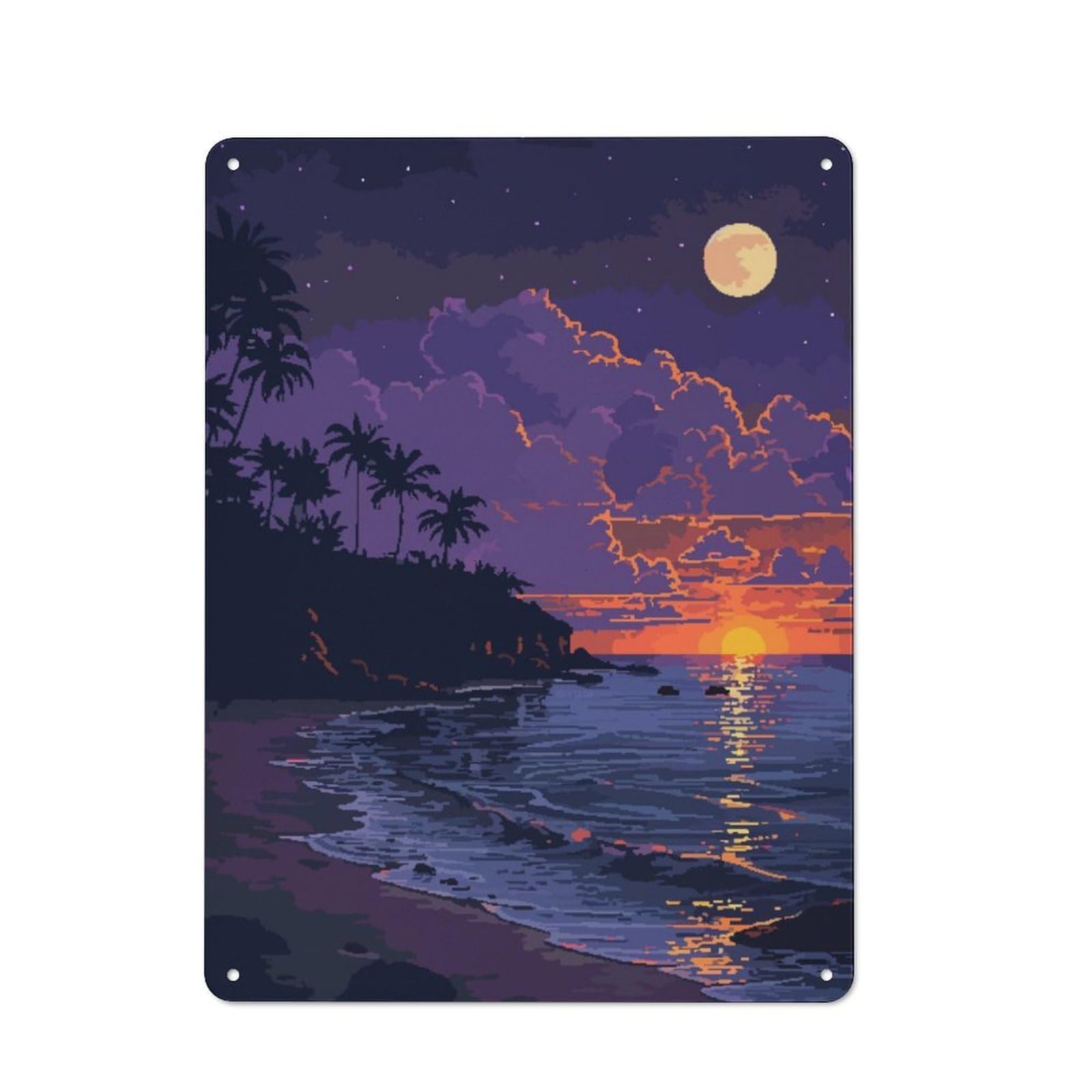 Junmoney Socal Beach Pixel Art Retro Metal Wall Sign 40X30cm With For Workshop Wall, For Vintage Wall Decor Fans, For Garage And Workshop Walls