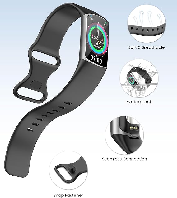 3 Pack Straps Compatible with Fitbit Charge 6/Fitbit Charge 5 for Women Men, Soft TPE Watch Strap Replacement Band