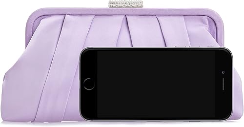 Miniatura 3 de CHARMING TAILOR Bolso de embrague clásico plisado de satén adornado con diamantes para bodas, bailes, eventos de corbata negra