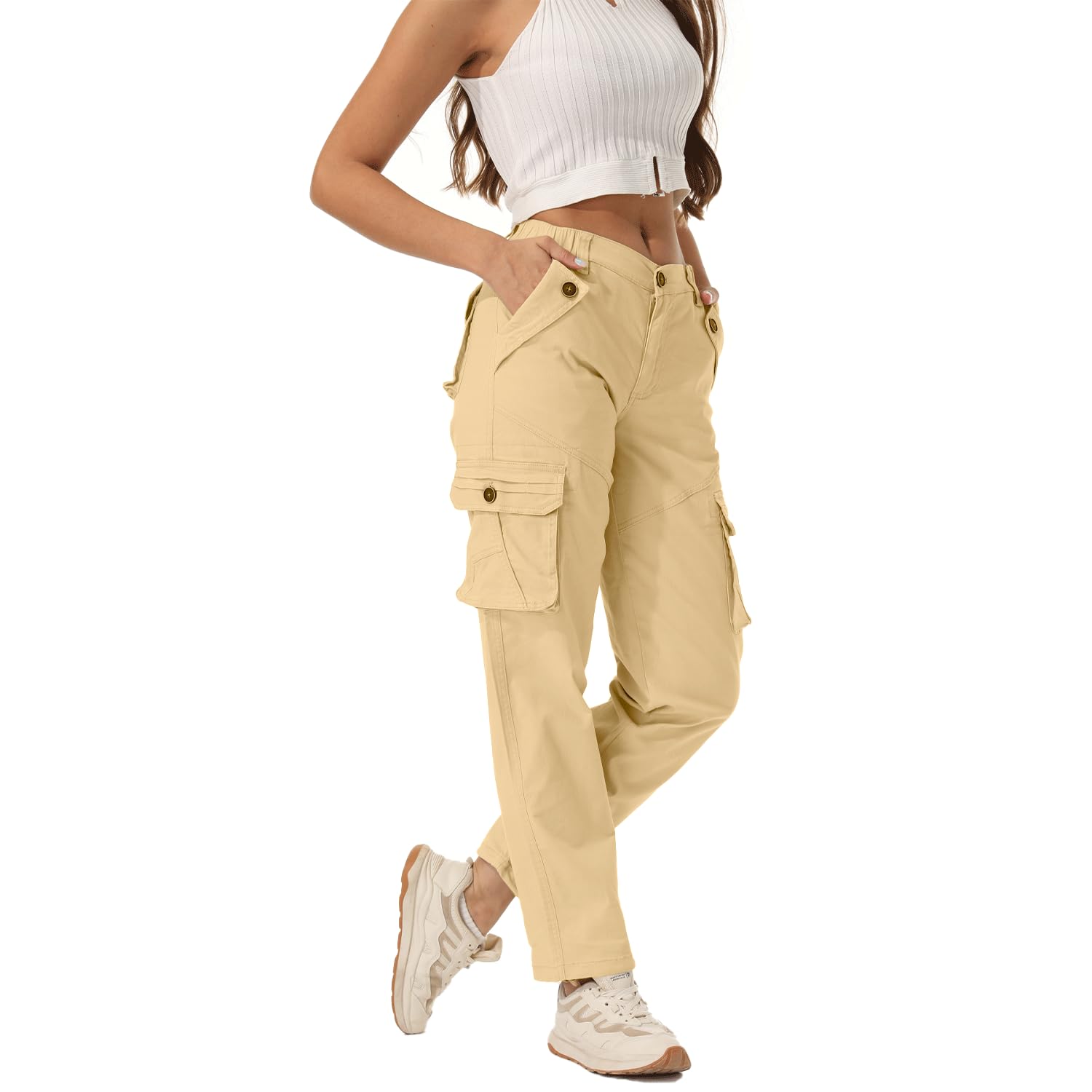 Women's Cotton Casual Military Army Cargo Combat Work Pants with 8 Pocket