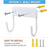 Vista 3 de Colgador de Tabla de Planchar para Montaje en Pared Soporte Organizador de Tabla de Planchar para Puertas de Cuartos de Lavandería (Blanco Puro)