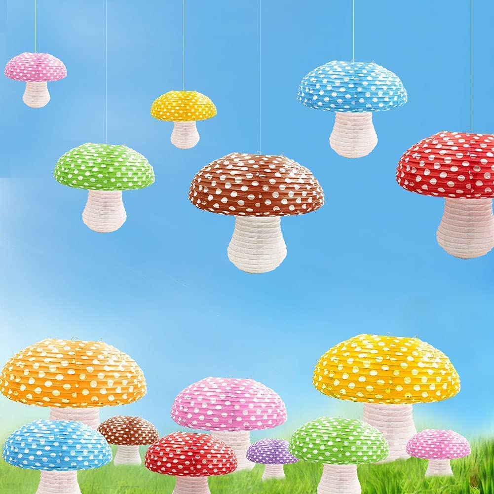 6 Lanterne Di Carta A Forma Di Fungo Giallo – 3 Grandi (30,5 Cm) E 3 Piccole (20,3 Cm) – Per Feste A Tema Foresta, Compleanni, Baby Shower - 4