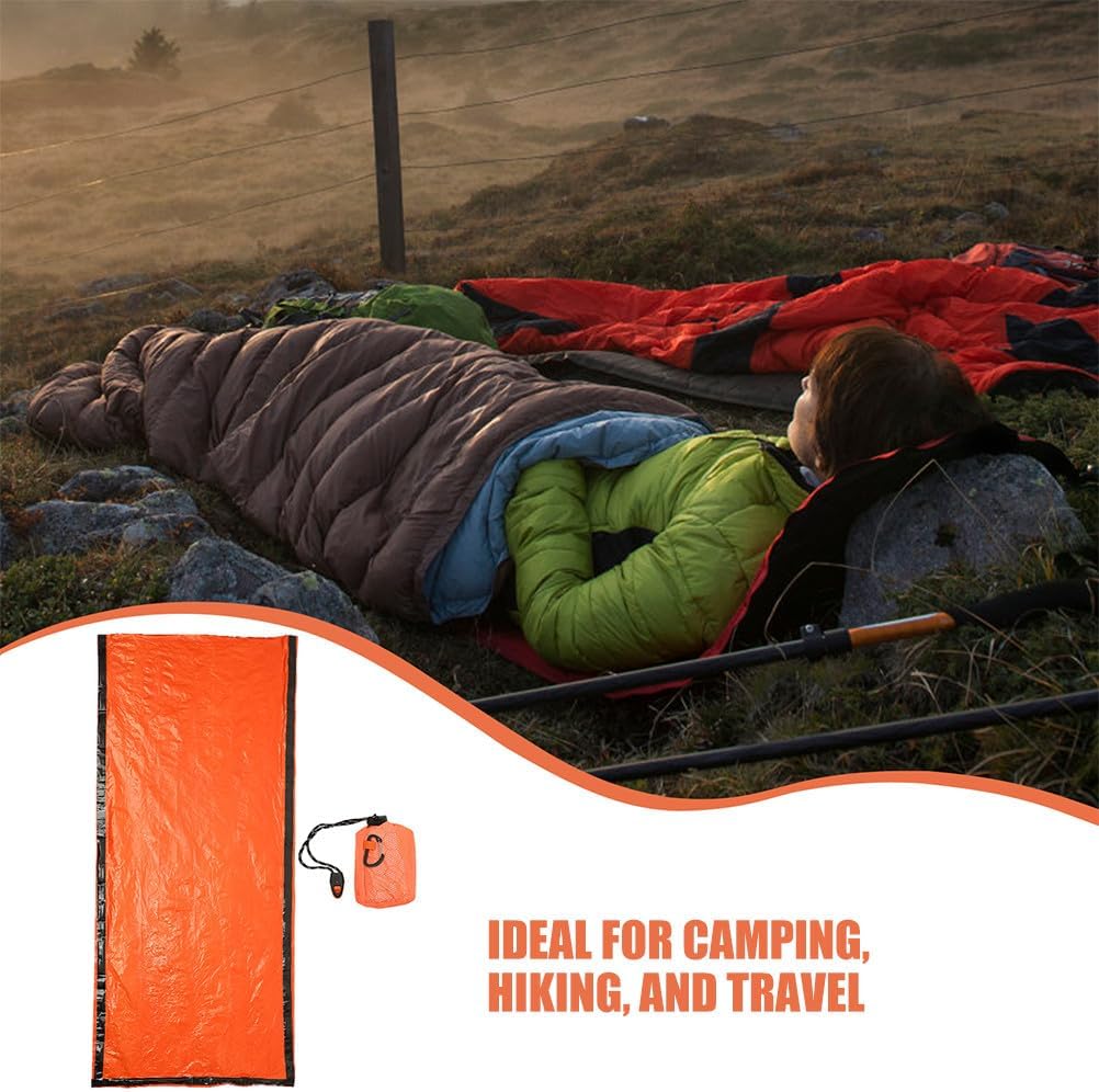 TOYANDONA 2pcs Emergency Pe Aluminum Foil Sleeping Bag for Adults, Lightweight Portable Bivy Sack with Drawstring Sack, Waterproof Survival Sleeping Bags for Camping Hiking