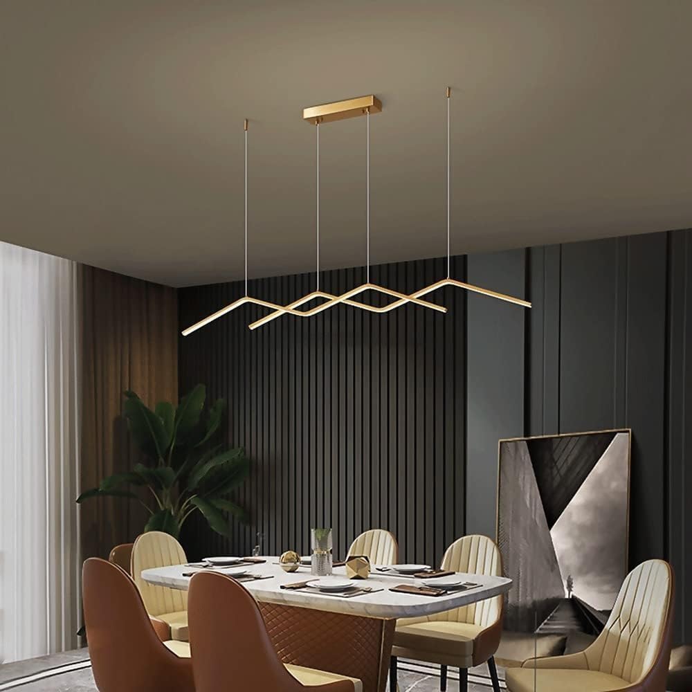 Nowoczesna, prosta lampa wisząca LED, liniowa, mosiężna, miedziana, długa lampa do zawieszenia, dekoracja domu, minimalistyczna lampa