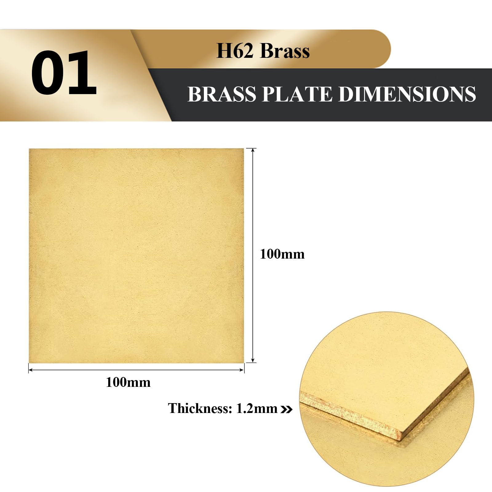 WSYCWG 2 Pcs Brass Thin Plate Copper Metal Plate 1.2X100x100mm-1.2X50x200mm Suitable for Metalworking Projects,1.2×100×100mm