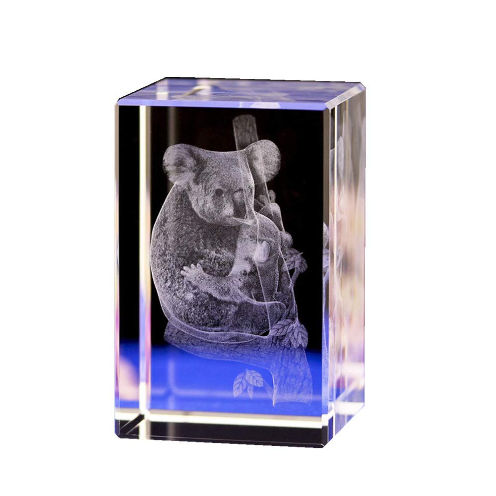 Sdydsge One Color Crystal Ornaments, Glass Crafts,3D Statue Decor Tree Bag Bear Crystal Animal Ornament Inside Carved Koalas