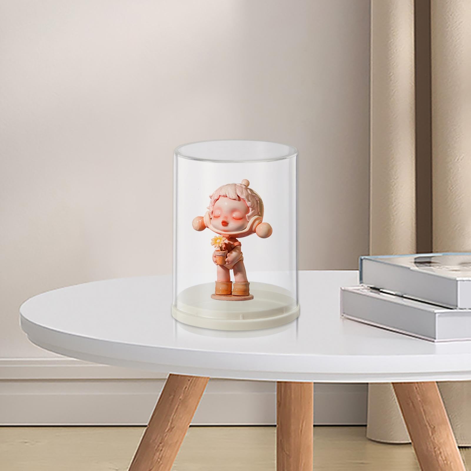 Boîte Cylindrique Transparente ABS – Vitrine Anti-poussière Pour Figurines Et Pierres