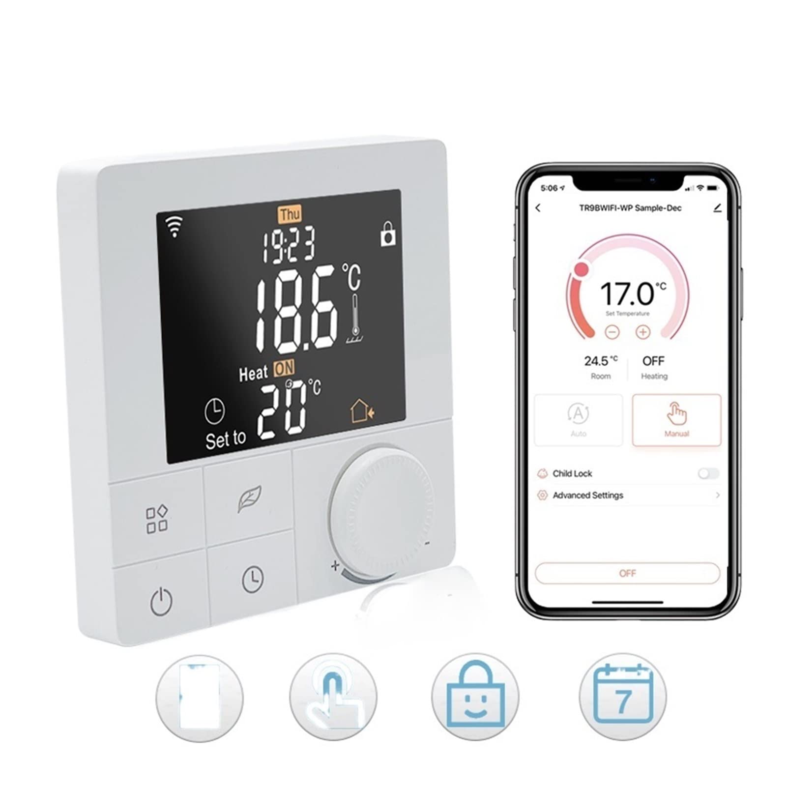 Cyfrowy higrometr termometr wewnętrzny Inteligentny termostat do kotła gazowego Ogrzewanie WiFi Regulator temperatury Home Thermoregulator współpracuje z Alexa Google Home Z wyświetlaczem LCD