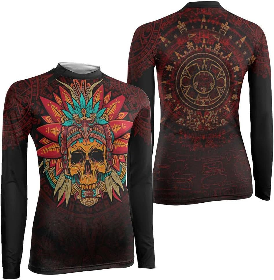 Aztec Warrior Women's Long Sleeve Rash Guard – Compression Training Shirt for MMA, BJJ, Grappling & Fitness
