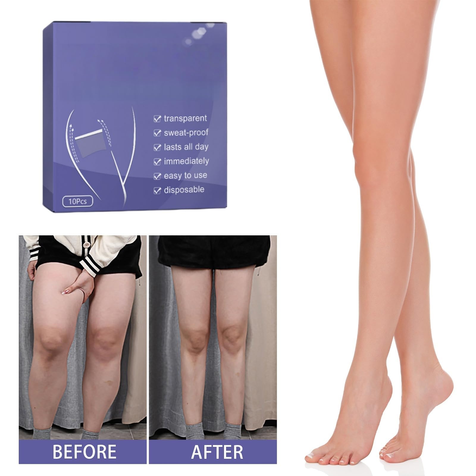 30 Stück Tape zur Oberschenkelstraffung,Instant Thigh Lifting Tape,Transparente Klebestreifen Oberschenkelstraffungen,Unsichtbare Beinstraffungs Aufkleber,Straffungs-Oberschenkel-Patches