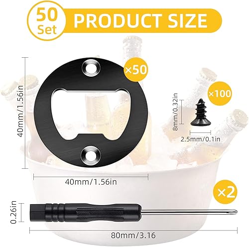 Miniatura 2 de Ohiyoo Juego de 50 abridores de botellas, accesorios para abridor de botellas de acero inoxidable, kit de abrebotellas de metal de acero inoxidable,