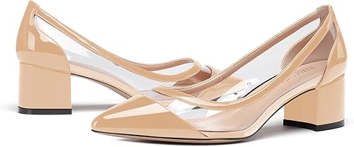 Miniatura 2 de WAYDERNS Zapatos de tacón bajo transparentes con punta puntiaguda, transparentes, transparentes, de 2 pulgadas, Transparente