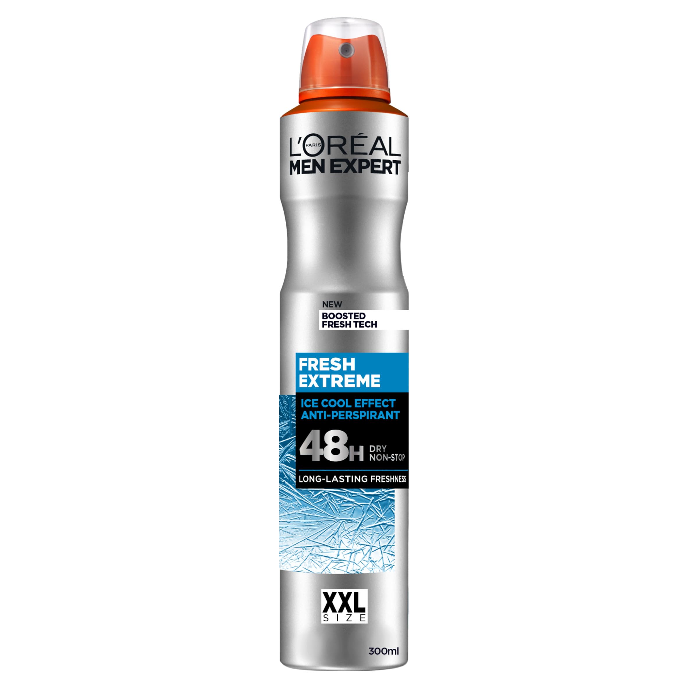 L’Oréal Men Expert Fresh Extreme XXL Anti-Perspirant Deodrant Spray, 48H Ultra-Absorbent Dry Effect, Instant Ice-Cool Sensation, Fresh For Longer, Alcohol-Free, 300ml