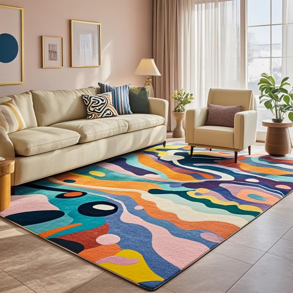 Alfombra moderna lavable y antideslizante: la solución bonita para salones activos