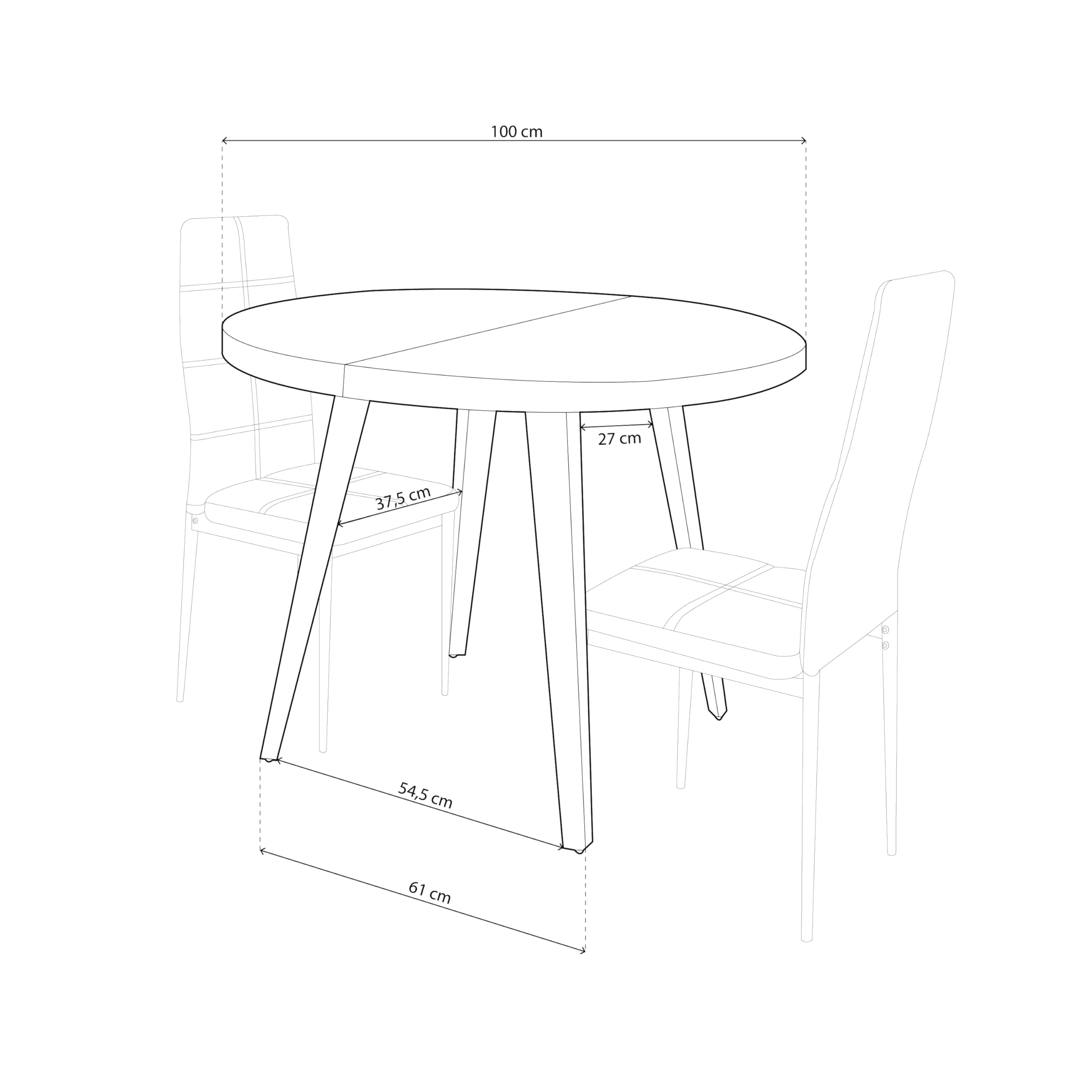 Adec Group Berg, Mesa de Comedor Redonda Extensible, Mesa 2 Tramos, Acabado en Roble y Blanco, Medidas: 100-140 - 180 cm (Largo) x 100 cm (Ancho) x 78 cm (Alto)