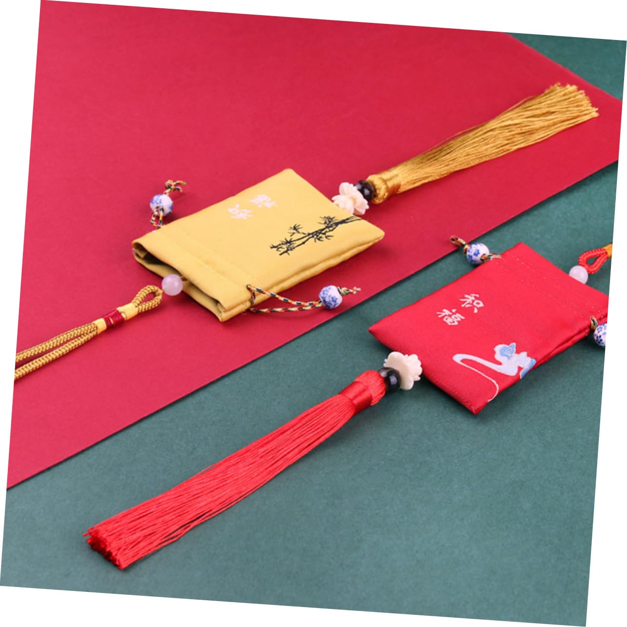 GOOHOCHY 6pcs Embroidered Tassel Sachet Pouch for Car Hanging Decoration Random Colors Purifying Home Decor Lightweight and Material