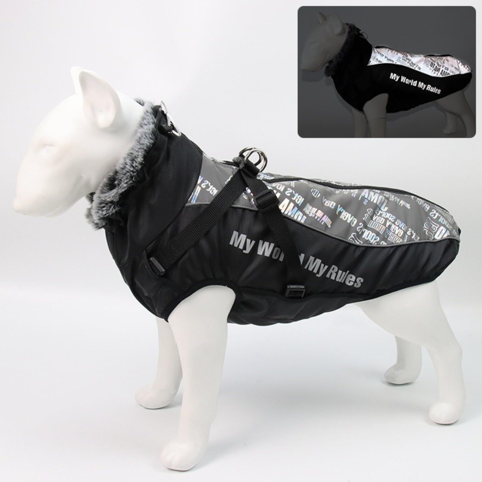 Manteau d'hiver épais et réfléchissant pour grand chien, coupe-vent, imperméable et doublé en polaire, facile à porter, blanc éclatant, taille 5XL