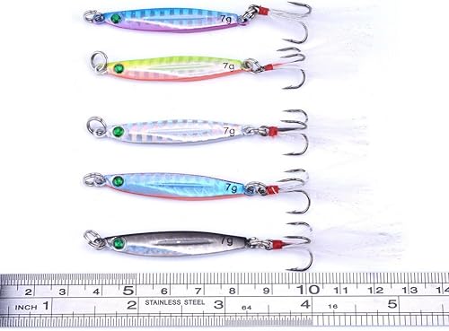 Miniatura 4 de Aorace 10 piezas de metal duro jigs buceo pesca mar señuelos minnow Popper cebos aparejos Crankbait agua salada señuelos de agua dulce con pluma