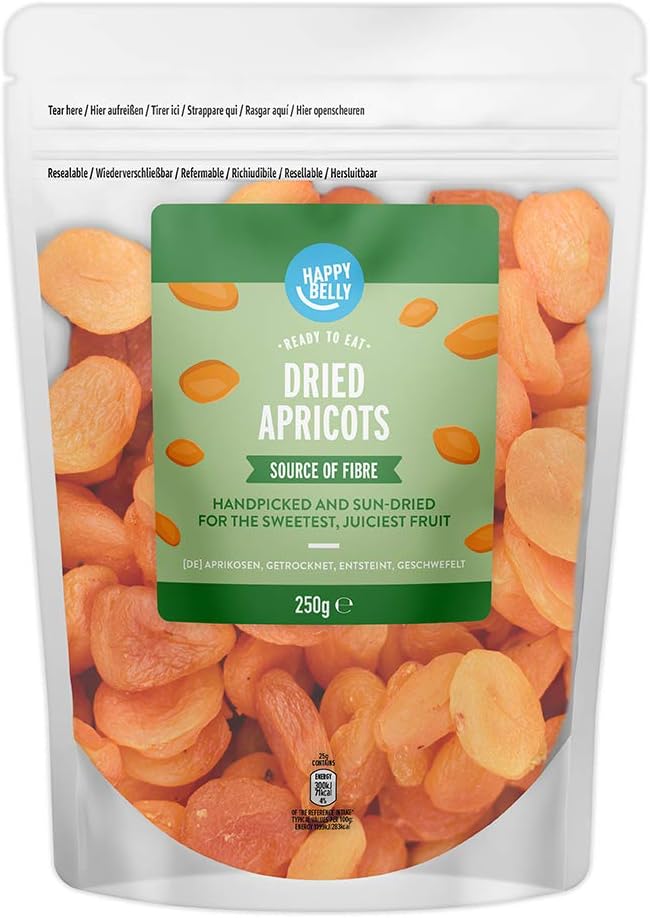 Amazon Brand - Happy Belly Dried Apricots, 250g